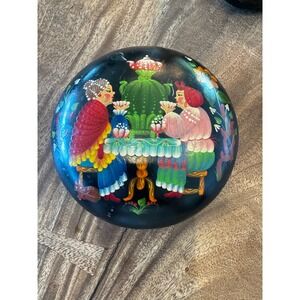 Vintage Russian Lacquer Box Hand Painted Tea Scene Samovar Folk Art‎ Trinket Box